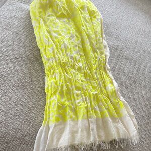 J. Crew Neon Yellow and White Scarf